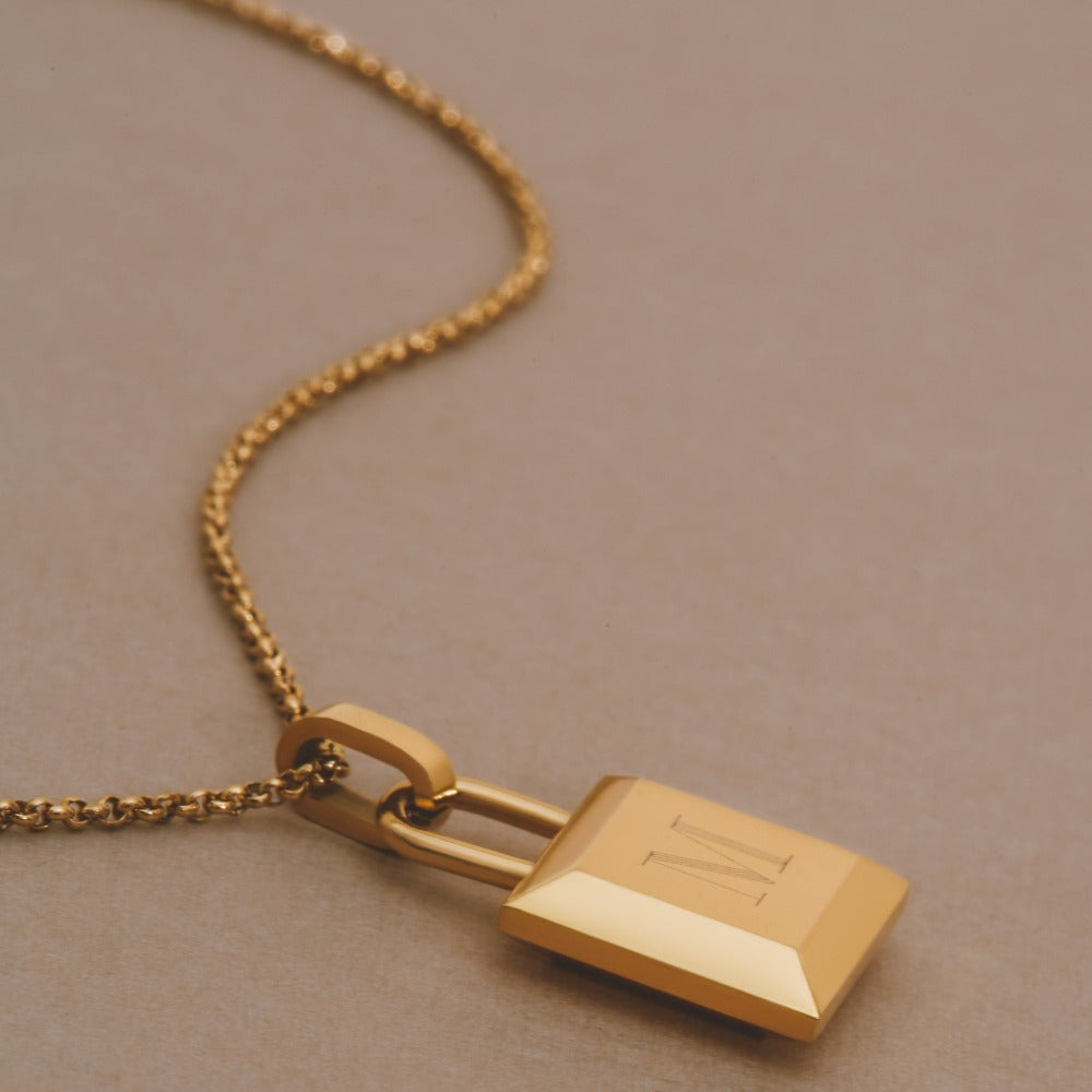 Gold Padlock Statement Necklace Minimal Lock Necklace for -  UK