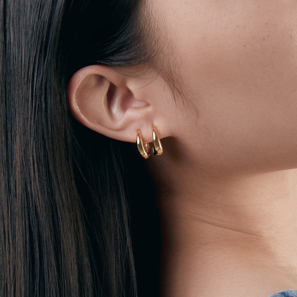 Tapered Hoop Earrings - Gold - Orelia London