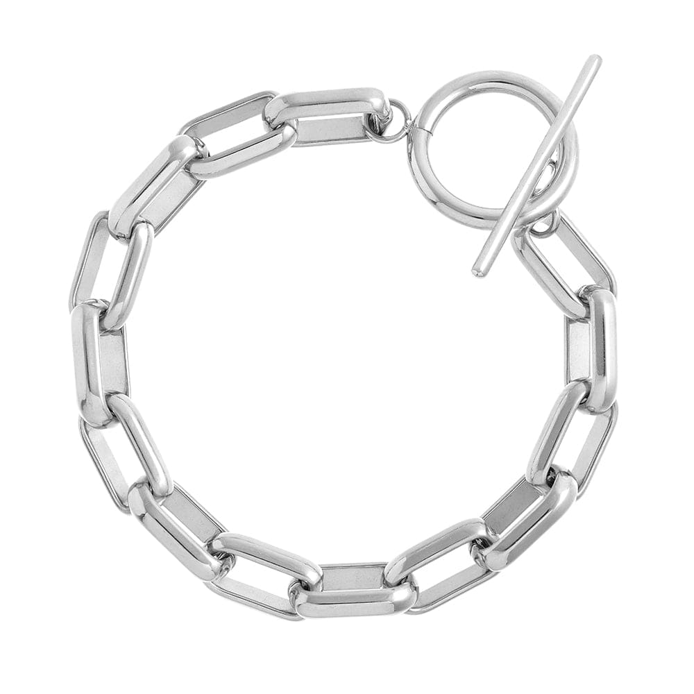 Bracelets LUXE Rectangle Link T-Bar Bracelet - Silver Orelia Jewellery