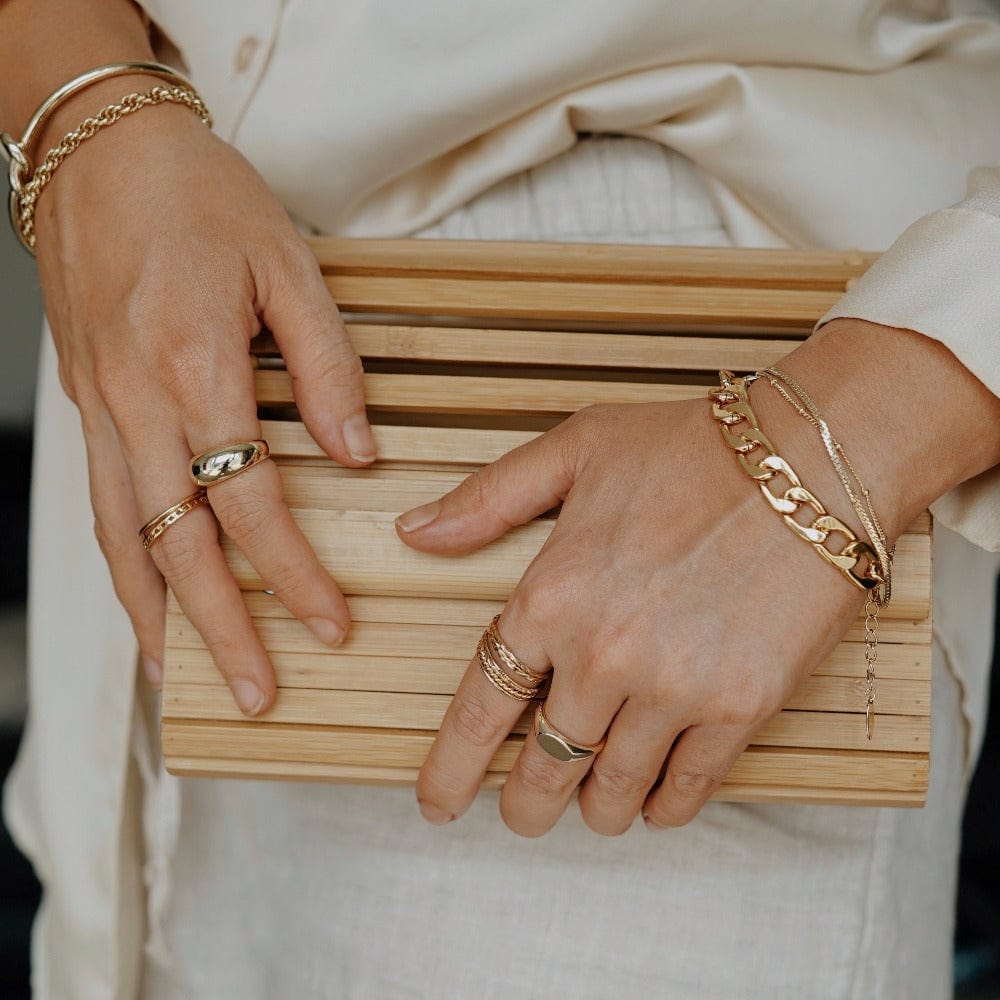 Bracelets Satellite & Flat Curb Bracelet Duo - Gold Orelia Jewellery