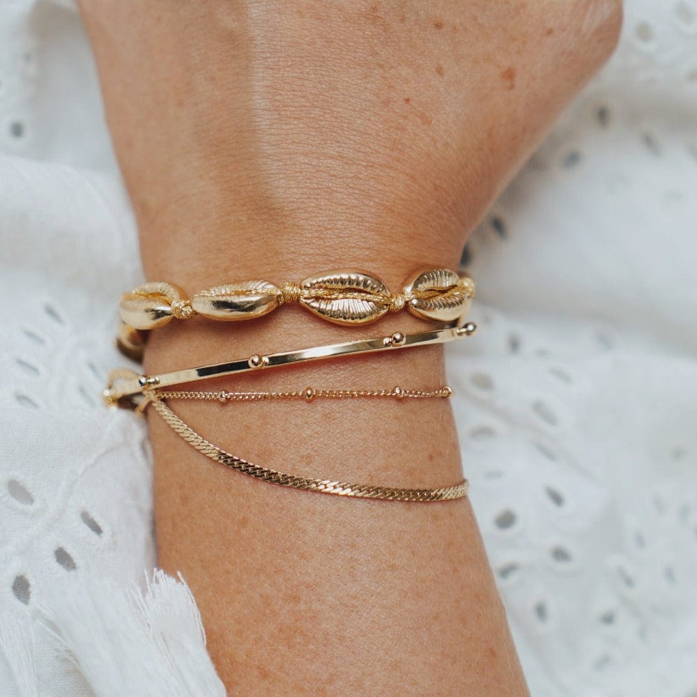 Bracelets Satellite & Flat Curb Bracelet Duo - Gold Orelia Jewellery