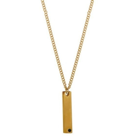 Rectangle Bar & Crystal Pendant Necklace - Gold - Orelia London
