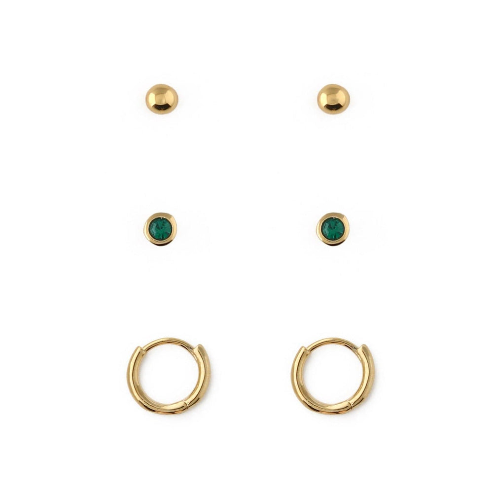 Ear Party Emerald Stud & Hoop Earrings Pack Made With Swarovski® Crystals Orelia Jewellery
