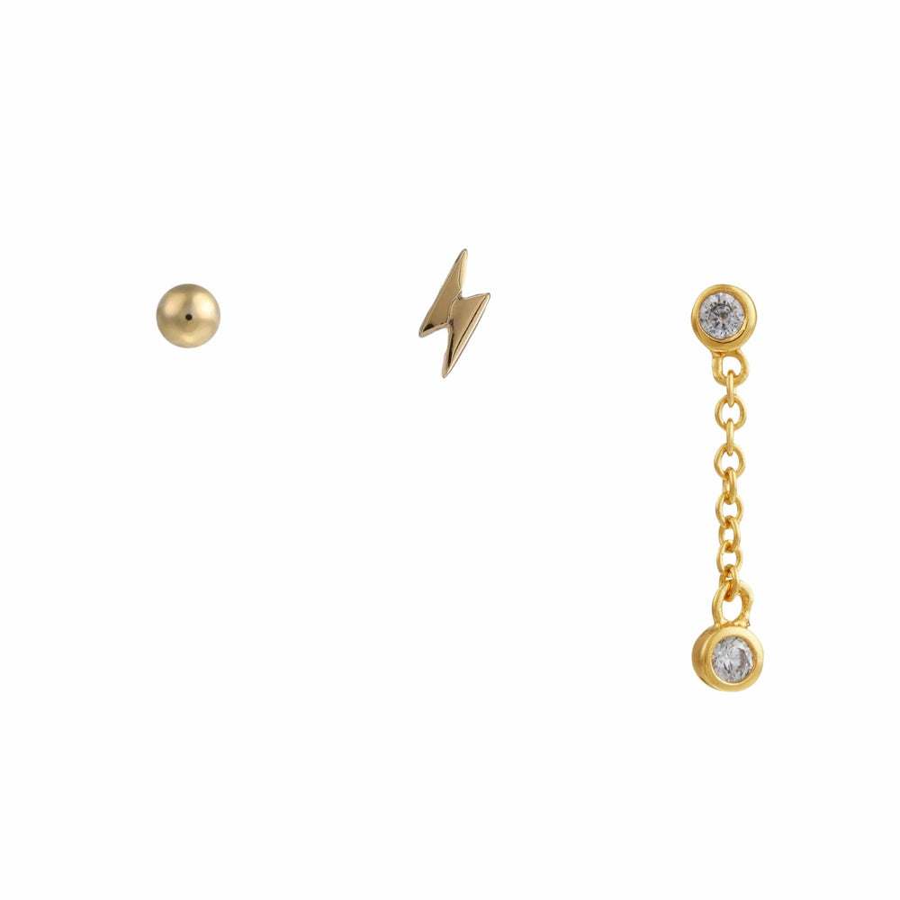 Ear Party Lightning & Chain Drop Ear Party - Gold Orelia Jewellery