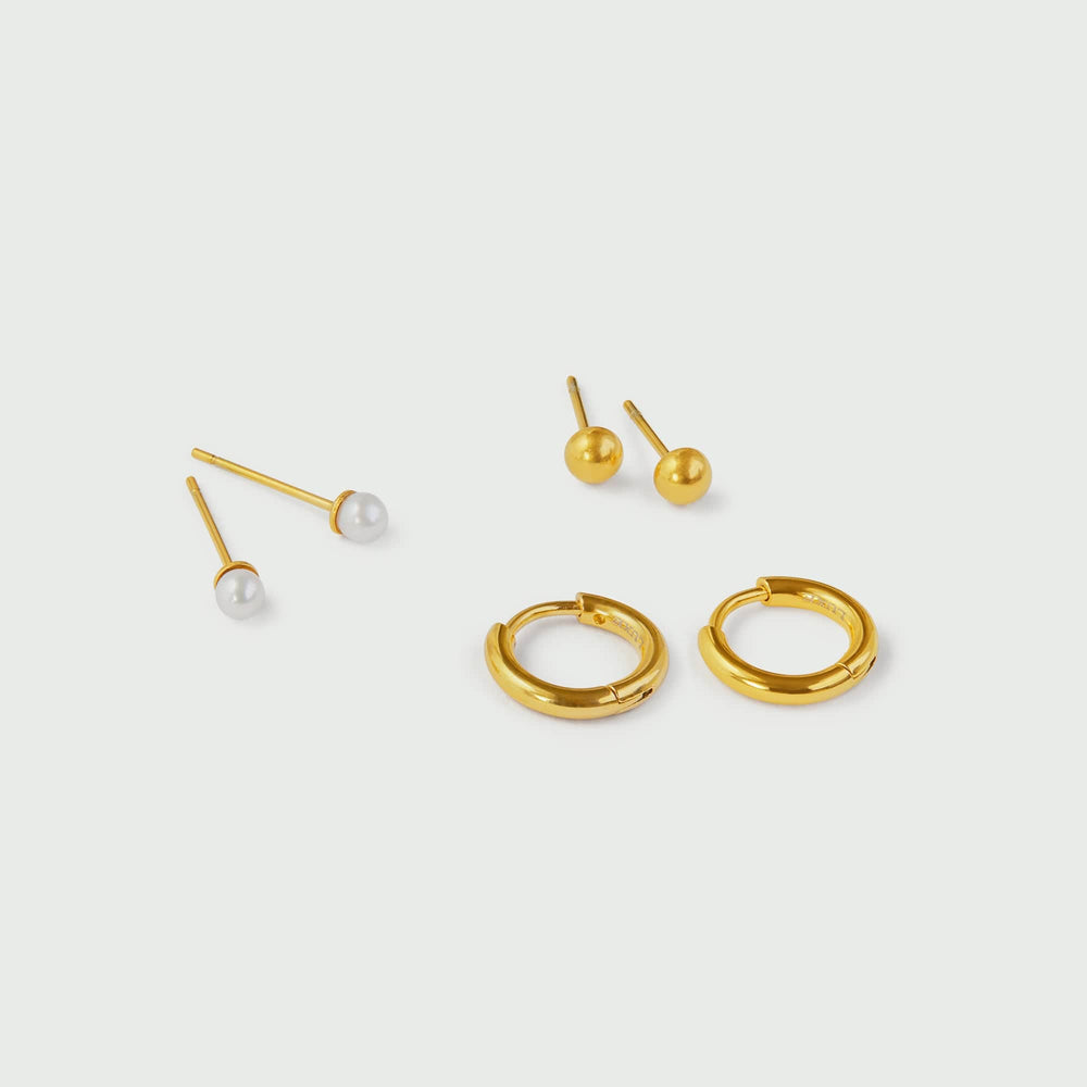 Ear Party LUXE Pearl Stud & Hoop Earring Pack Orelia Jewellery