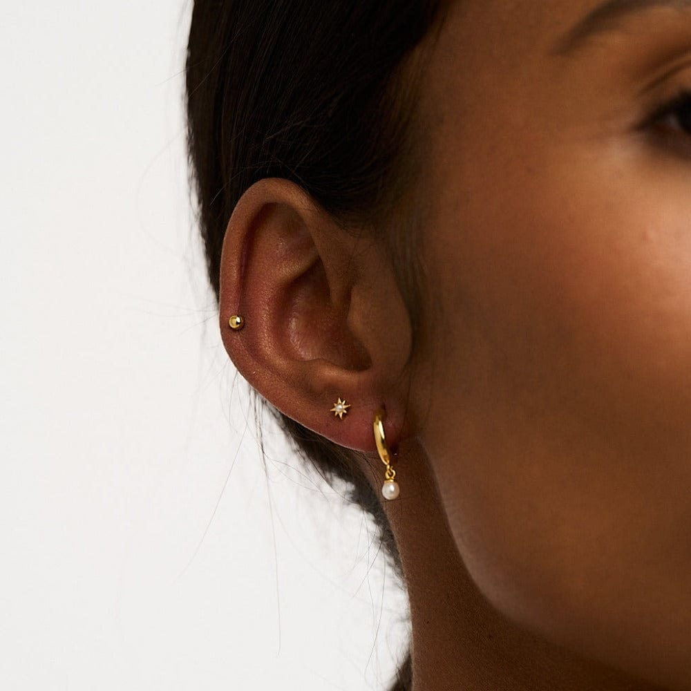 Ear Party Pearl Drop Hoop & Starburst Pack Ear Stacking Set Orelia Jewellery