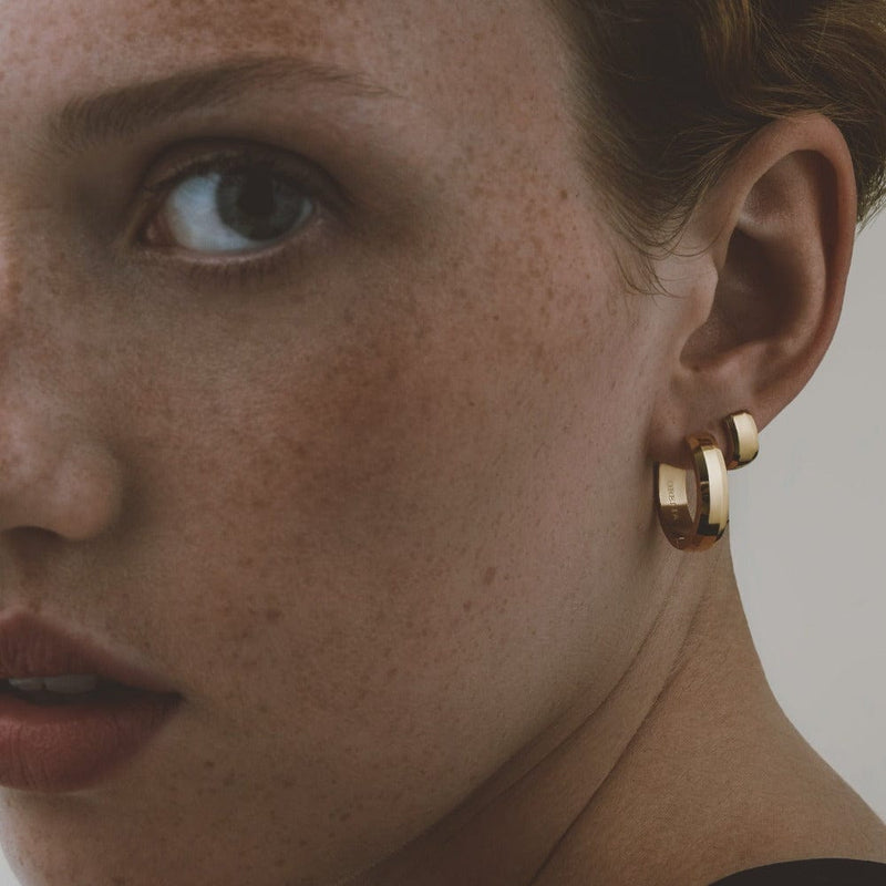 Hoop Earrings LUXE Bevelled Edge Mid-Sized Hoop Earrings - Gold Orelia Jewellery