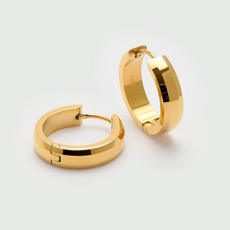 Hoop Earrings LUXE Bevelled Edge Mid-Sized Hoop Earrings - Gold Orelia Jewellery