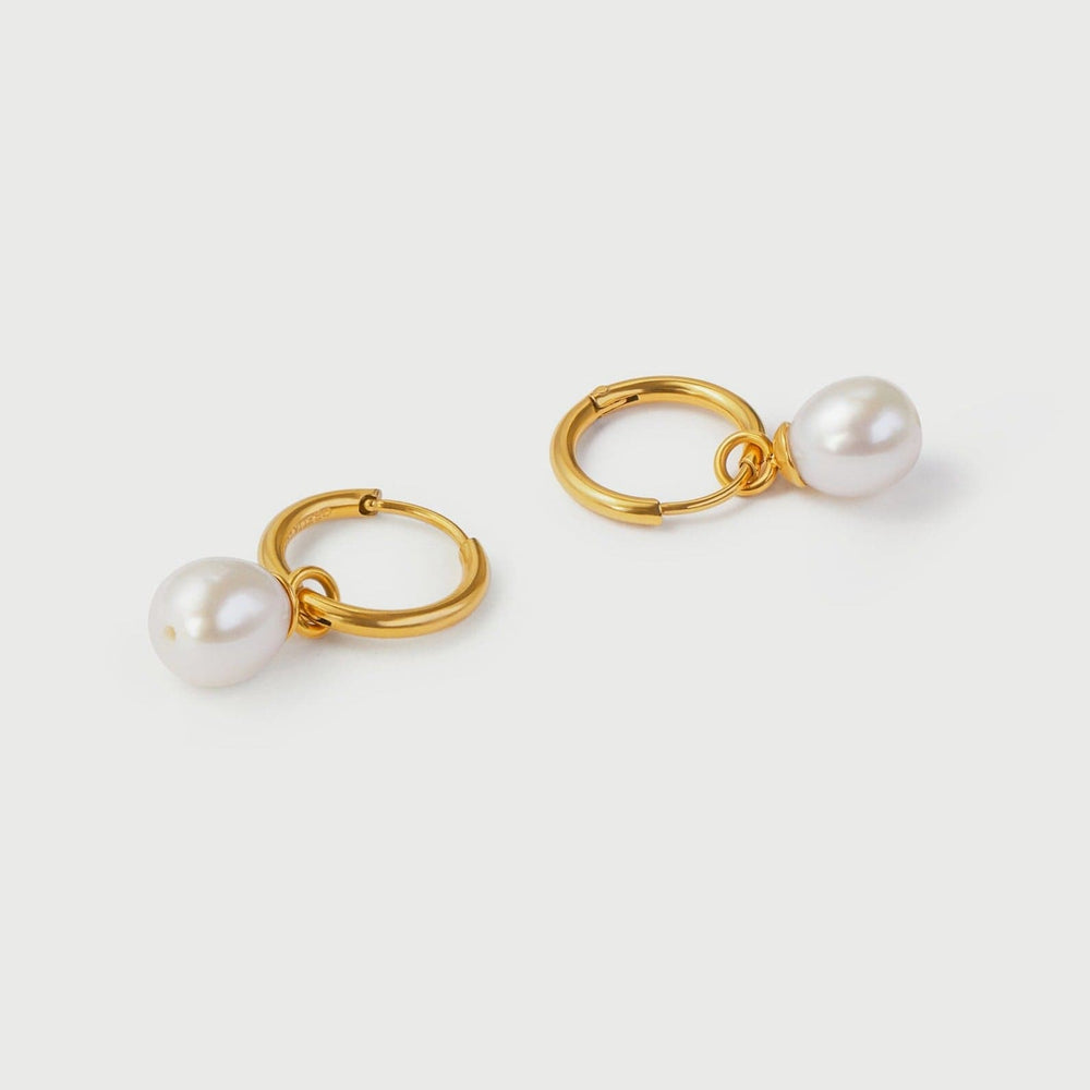 Hoop Earrings LUXE Pearl Drop Hoop Earrings Orelia Jewellery