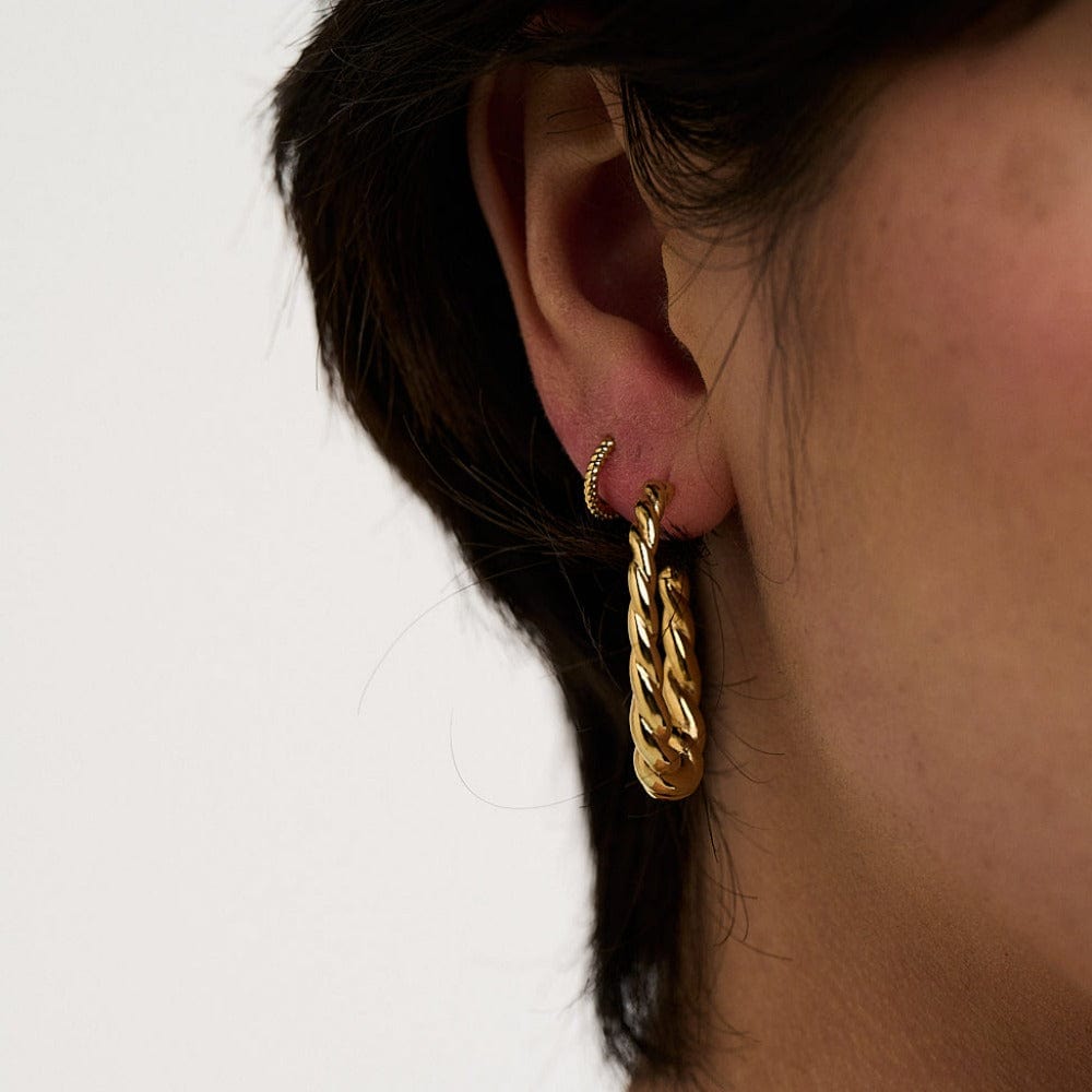 Hoop Earrings Rope Mini Micro Hoop Earrings - Gold Orelia Jewellery