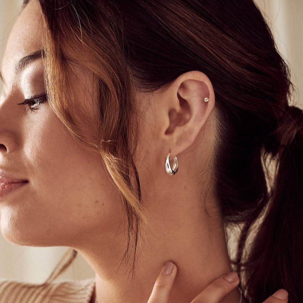 Hoop Earrings Tapered Hoop Earrings - Silver Orelia Jewellery