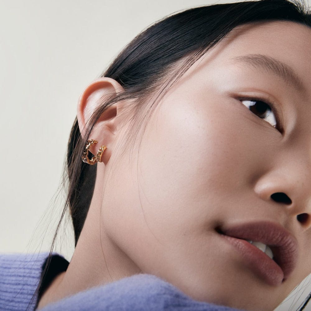 Huggie Hoops Chain Huggie Hoop Earrings - Gold Orelia Jewellery