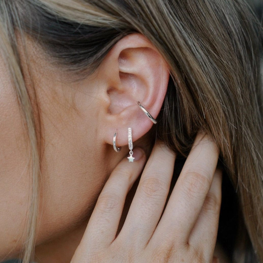 Huggie Hoops Clean Metal Huggie Hoop Earrings - Silver Orelia Jewellery