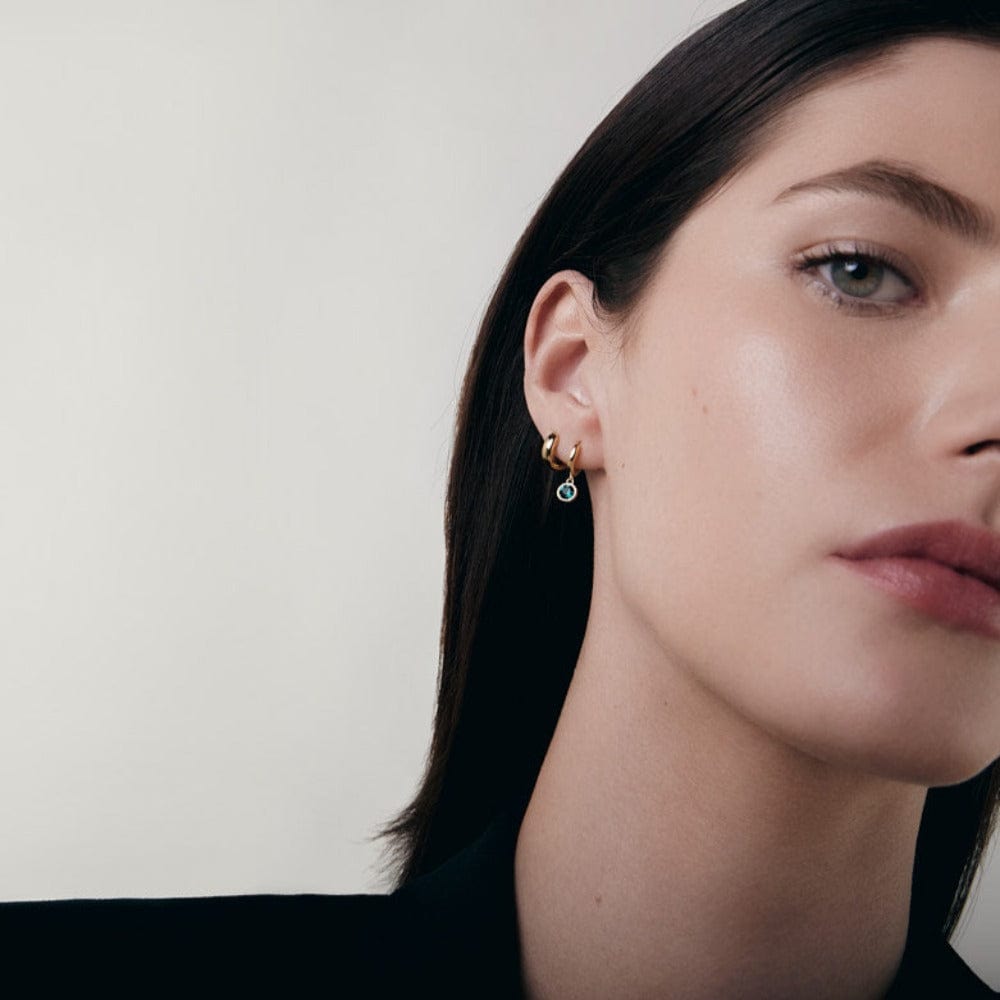 Huggie Hoops Emerald Drop Huggie Hoop Earrings Made With Swarovski® Crystals - Gold Orelia Jewellery