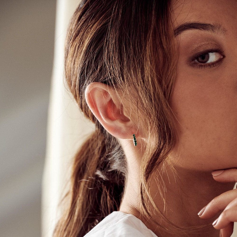 Huggie Hoops Emerald Huggie Hoop Earrings Made With Swarovski® Crystals - Silver Orelia Jewellery