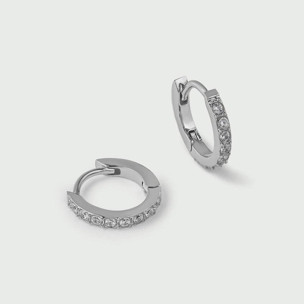 Huggie Hoops LUXE Pavé Huggie Hoop Earrings - Silver Orelia Jewellery