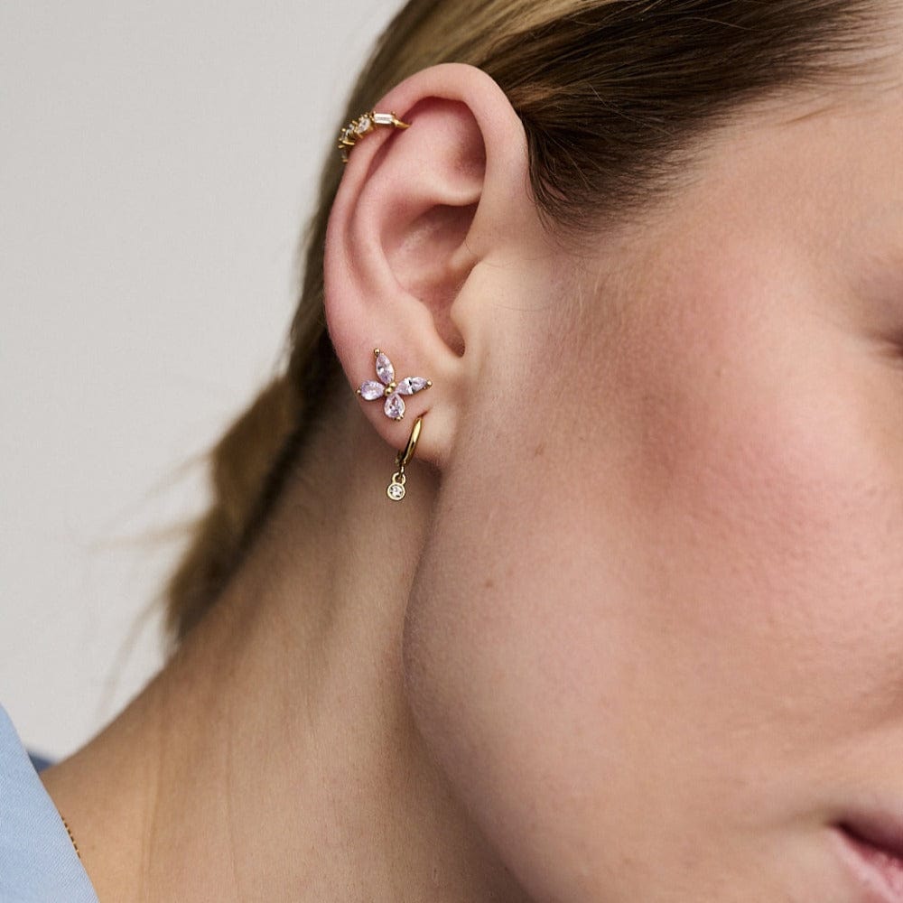 Huggie Hoops Mini Crystal Drop Micro Hoop Earrings Made With Swarovski® Crystals - Gold Orelia Jewellery