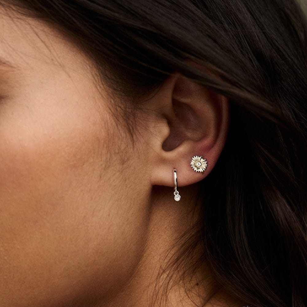 Huggie Hoops Mini Crystal Drop Micro Hoop Earrings Made With Swarovski® Crystals - Silver Orelia Jewellery