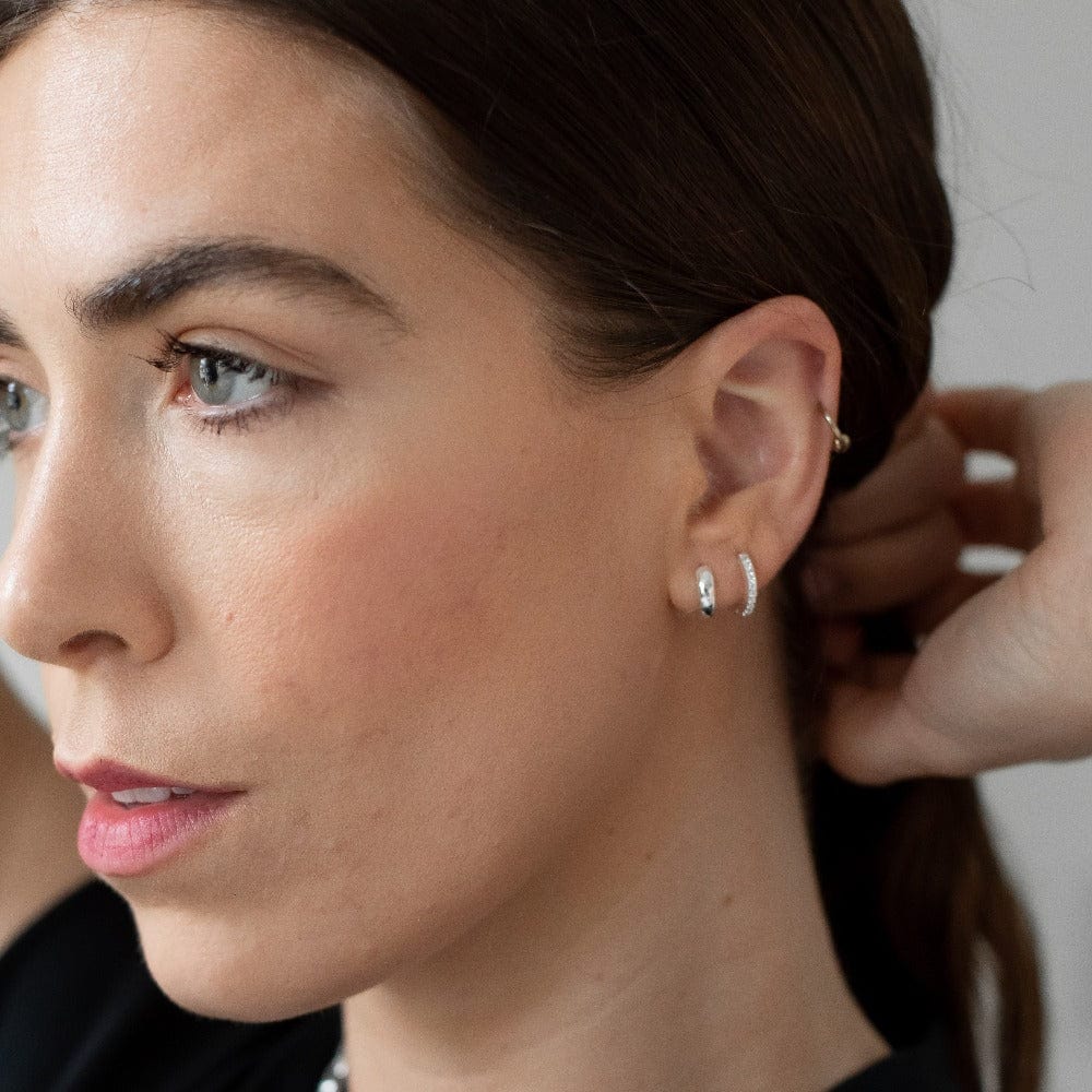 Huggie Hoops Mini Domed Clean Huggie Hoop Earrings - Silver Orelia Jewellery
