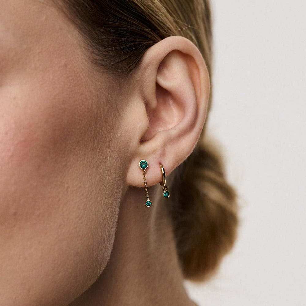 Huggie Hoops Mini Emerald Drop Micro Hoop Earrings Made With Swarovski® Crystals Orelia Jewellery