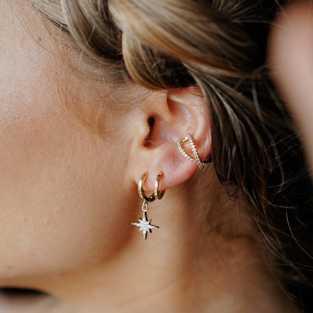 Huggie Hoops Starburst Huggie Hoop Earrings - Gold Orelia Jewellery