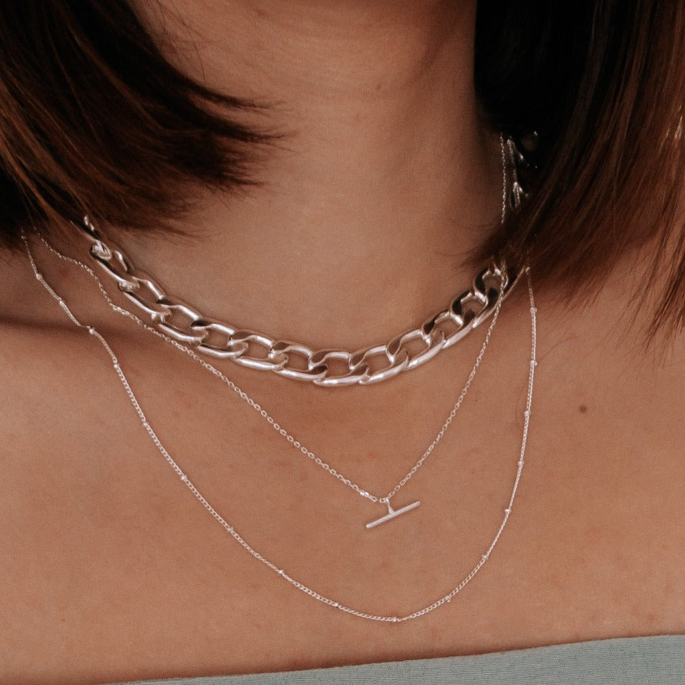 Silver bar hotsell choker necklace