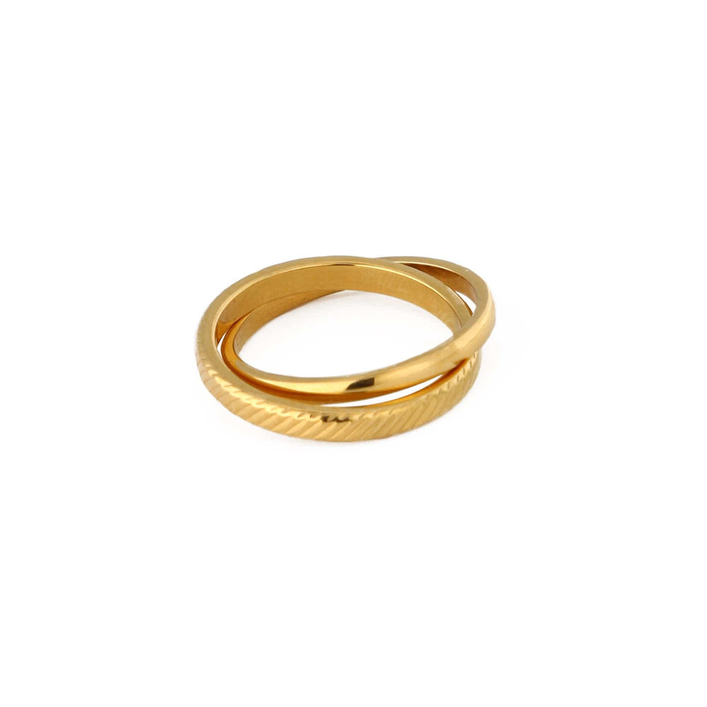 Interlocking Rings Clean & Textured Interlocking Rings - Gold Orelia Jewellery