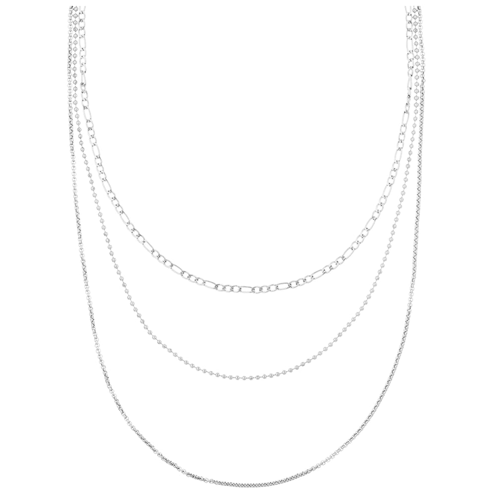 Layered Necklaces LUXE Multi Row Chain Necklace - Silver Orelia Jewellery