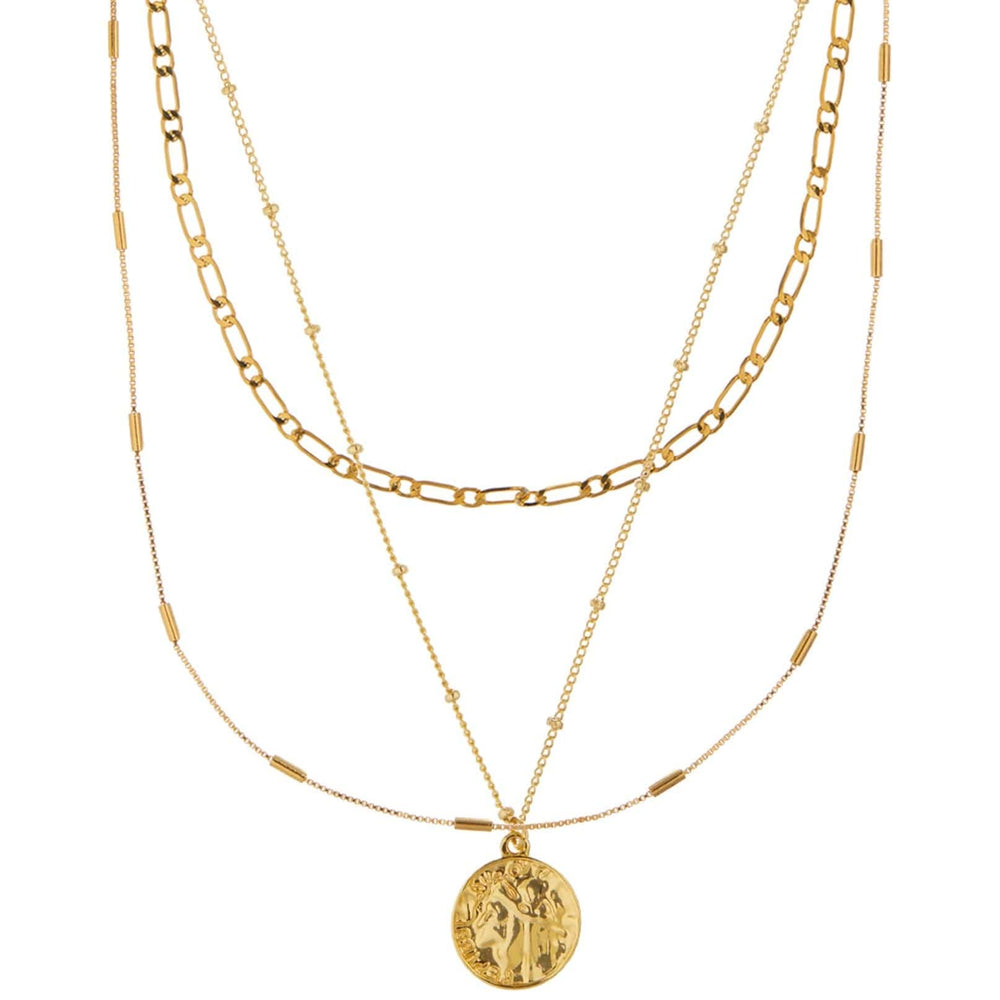 Layered Necklaces Multi Row Coin Necklace - Gold Orelia Jewellery