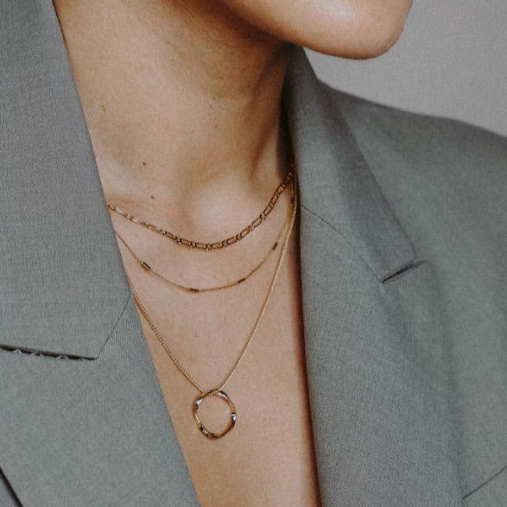 Layered Necklaces Open Circle Three Row Necklace - Gold Orelia Jewellery