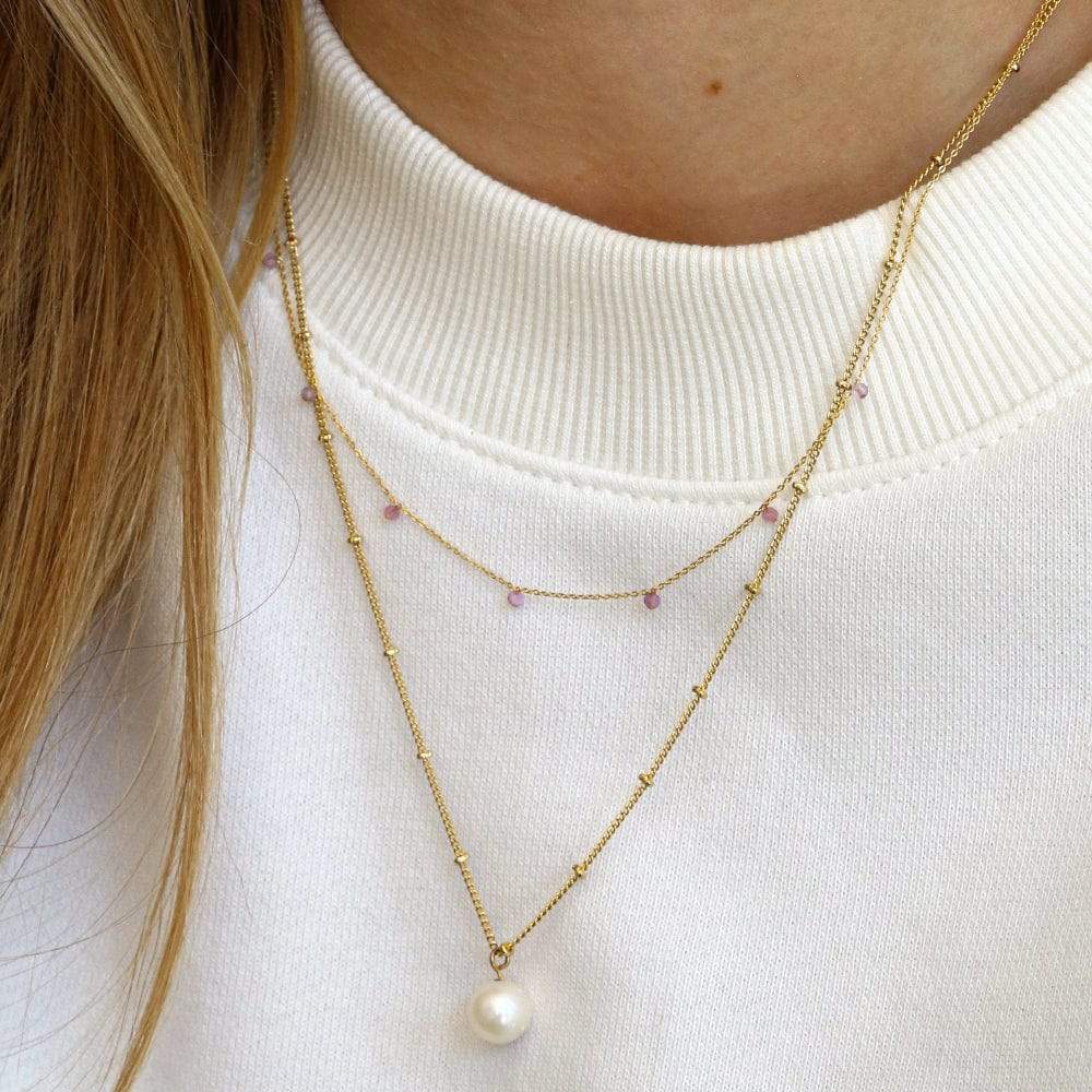 Mid Length Necklaces Pearl Satellite Necklace - Gold Orelia Jewellery