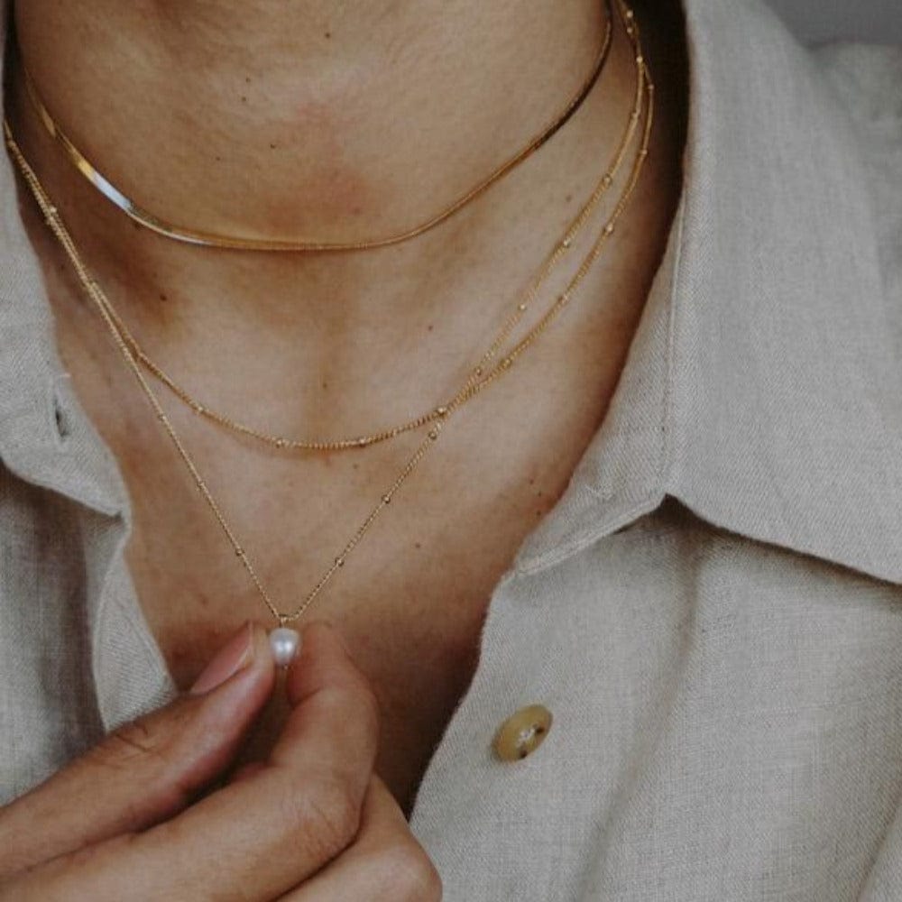 Mid Length Necklaces Pearl Satellite Necklace - Gold Orelia Jewellery