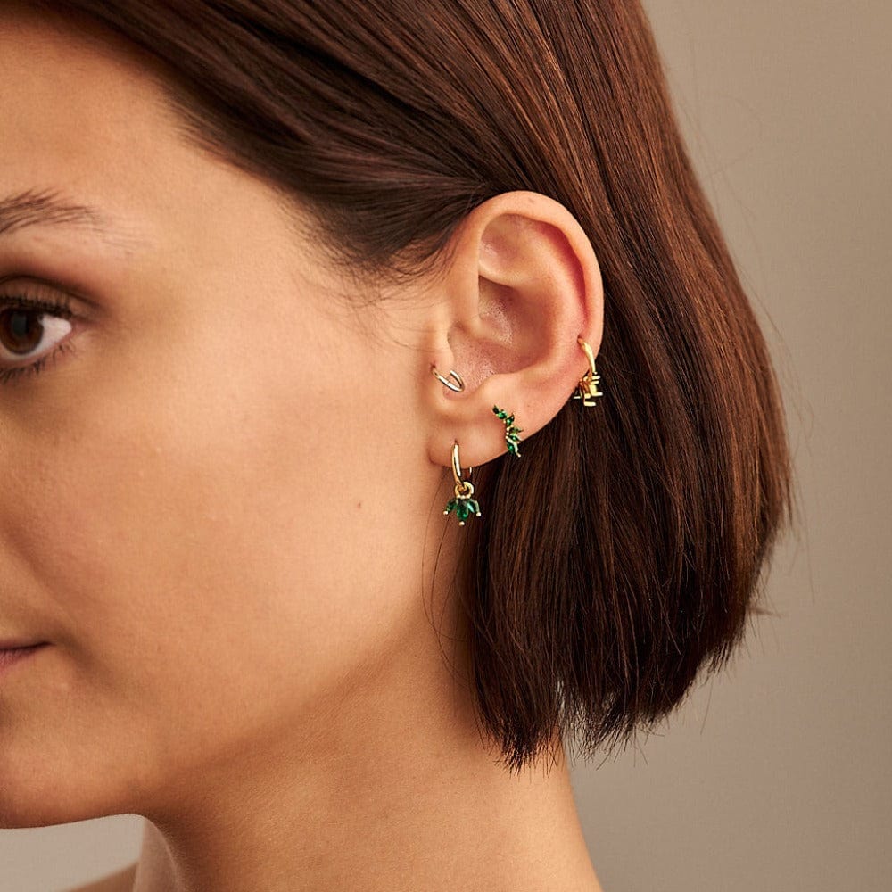 Piercings Curved Emerald Cluster Barbell Orelia Jewellery