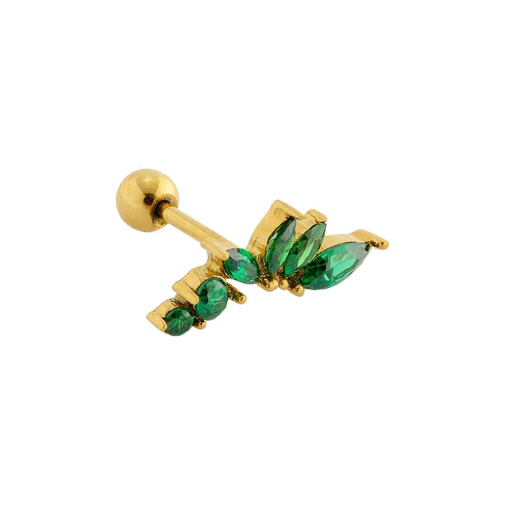 Piercings Curved Emerald Cluster Barbell Orelia Jewellery