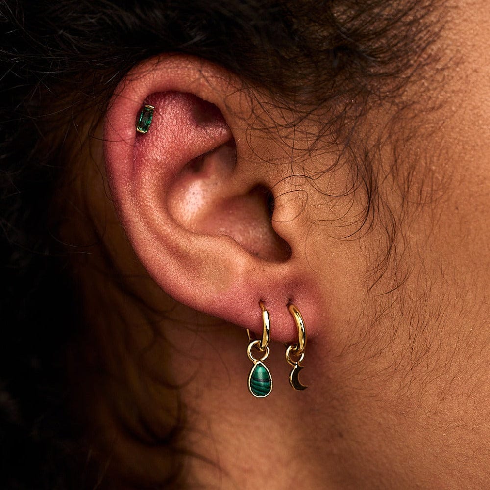 Piercings Emerald Baguette Labret Stud Orelia Jewellery