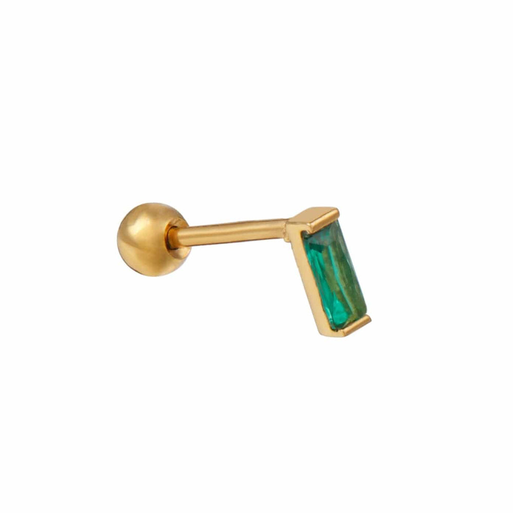 Piercings Emerald Baguette Labret Stud Orelia Jewellery