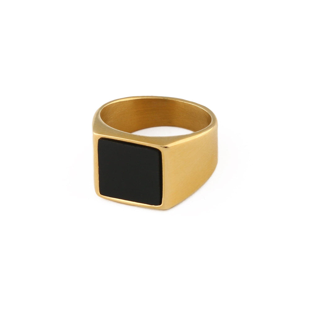 Rings Black Onyx Signet Ring - Gold Orelia Jewellery