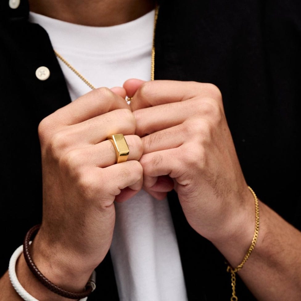 Rings Chunky Signet Ring - Gold Orelia Jewellery