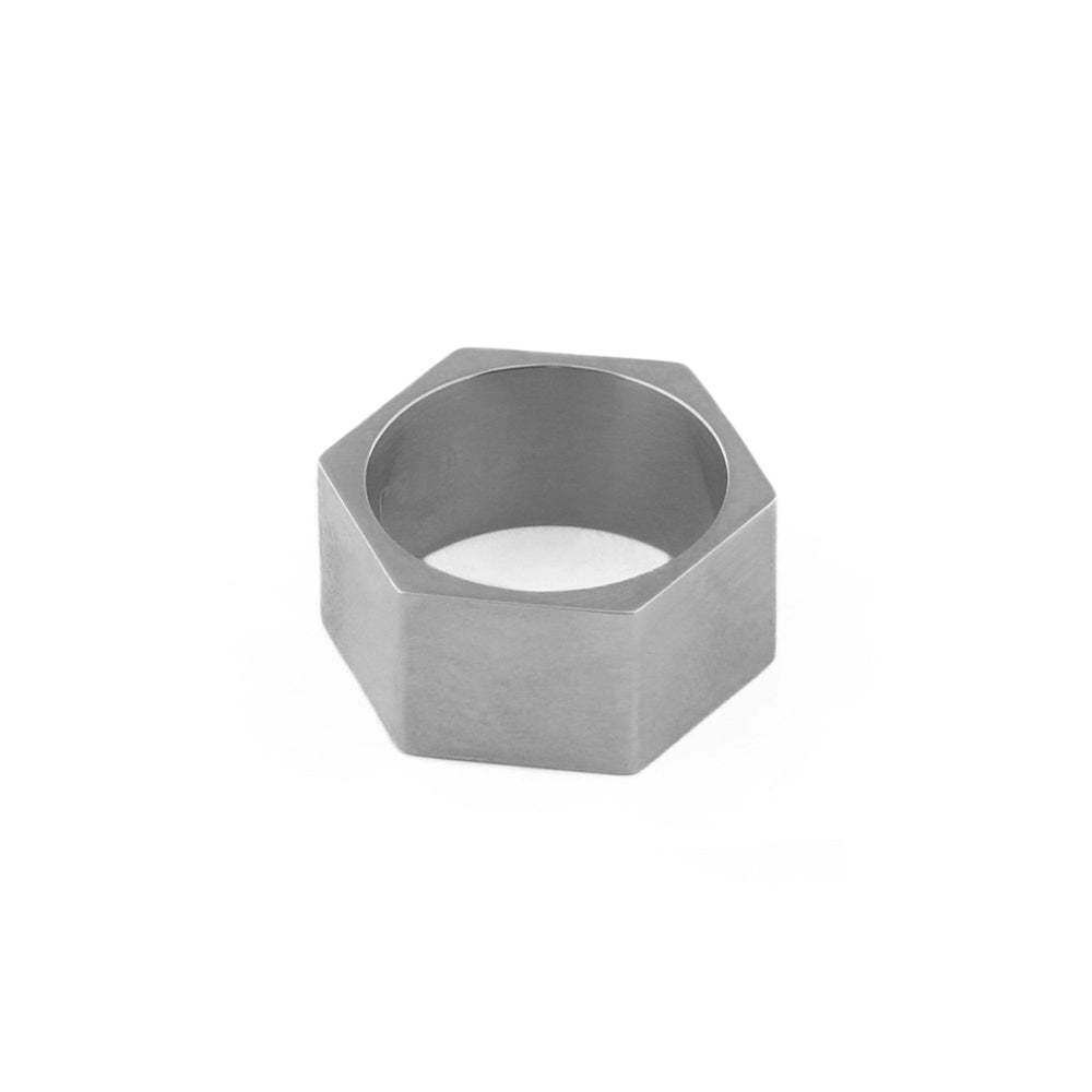 Rings Clean Metal Hexagon Ring - Silver Orelia Jewellery