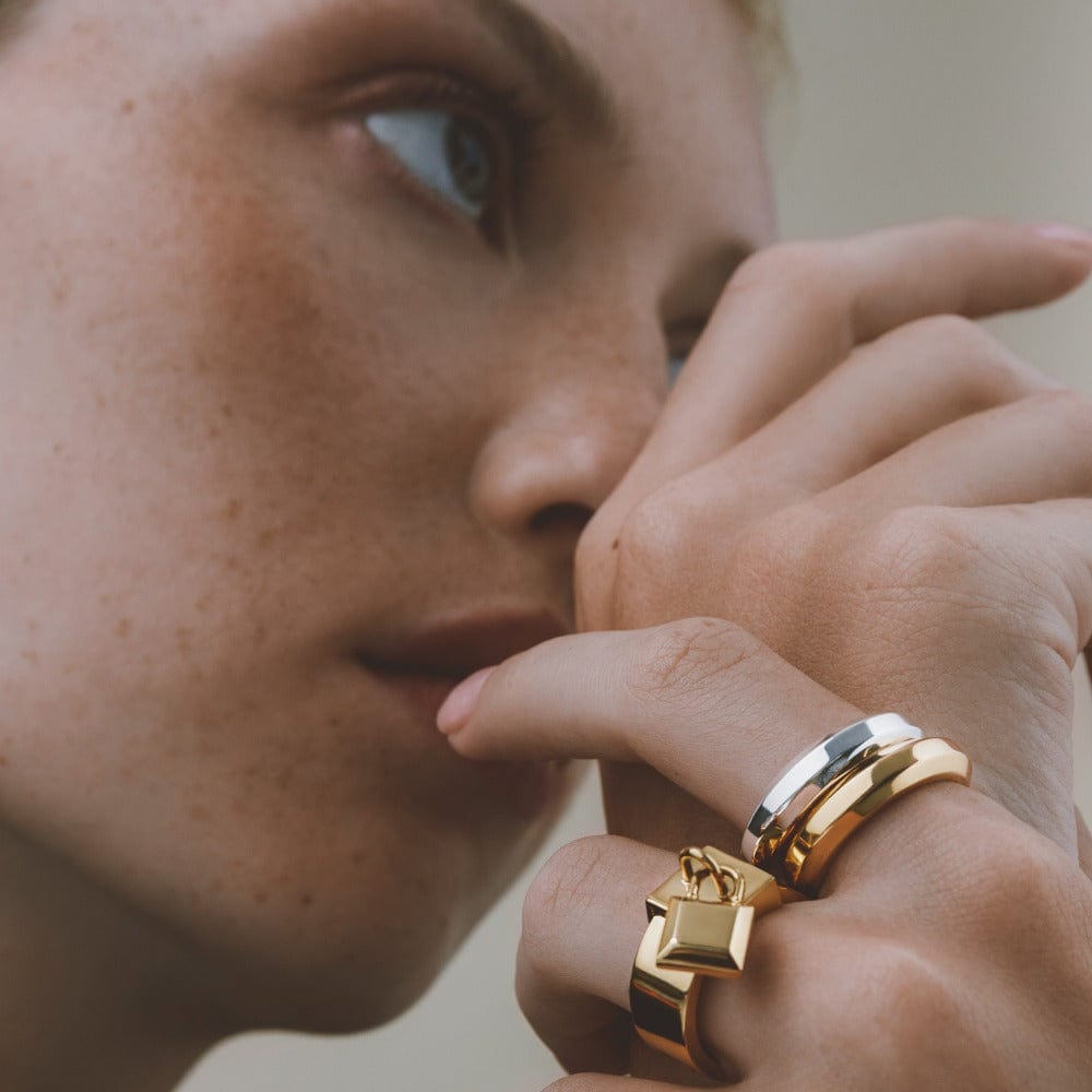 Rings LUXE Bevelled Edge Ring - Gold Orelia Jewellery