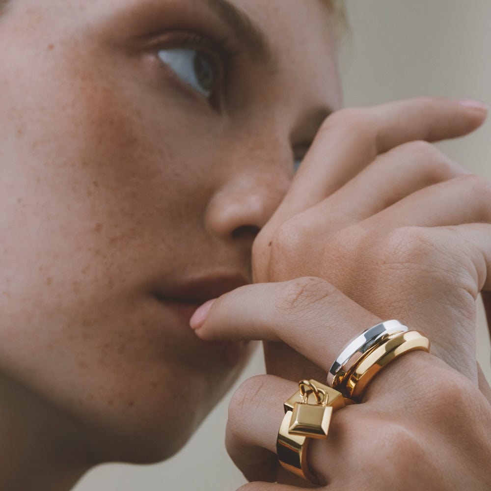 Rings LUXE Bevelled Edge Ring - Silver Orelia Jewellery