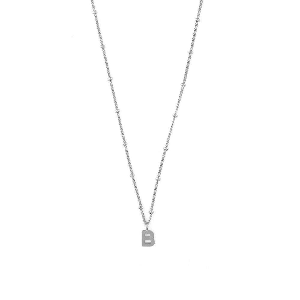 Short Necklaces B Satellite Chain Initial Necklace - Silver Orelia Jewellery