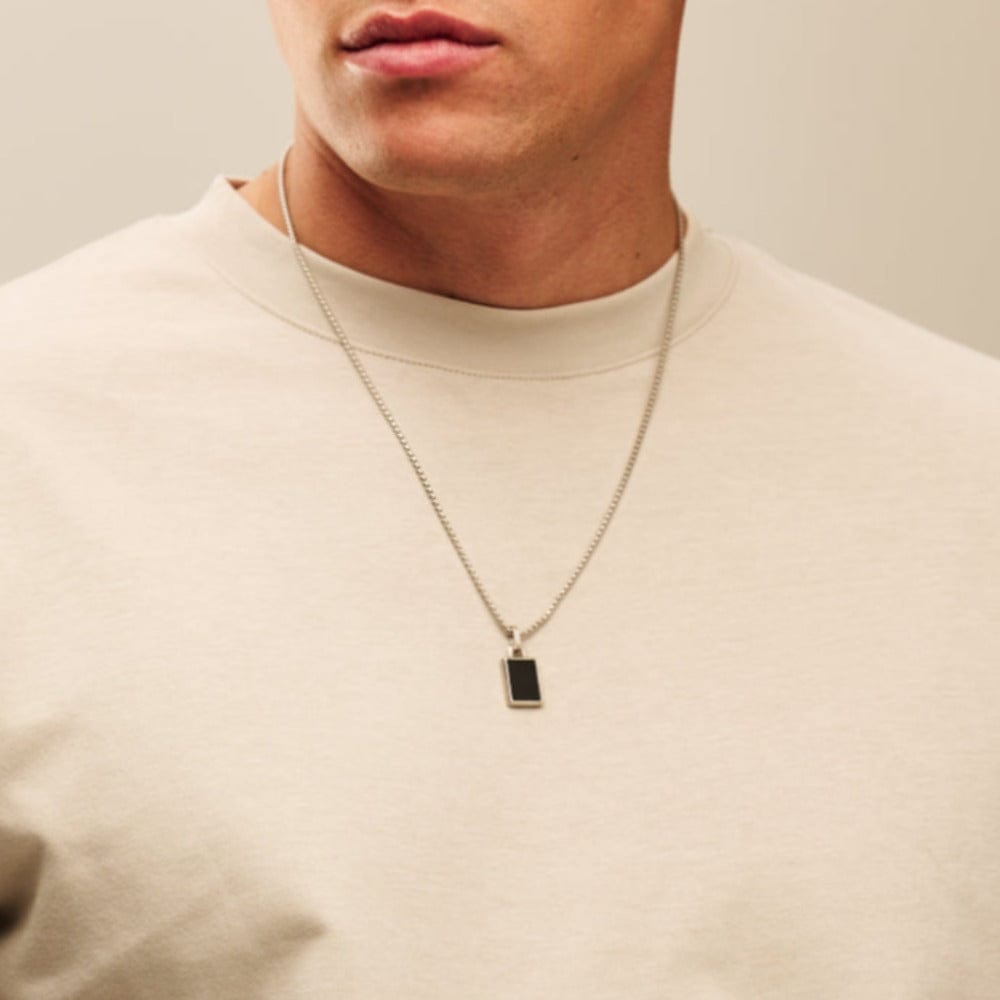 Short Necklaces Black Onyx Tag Chain Necklace Orelia Jewellery