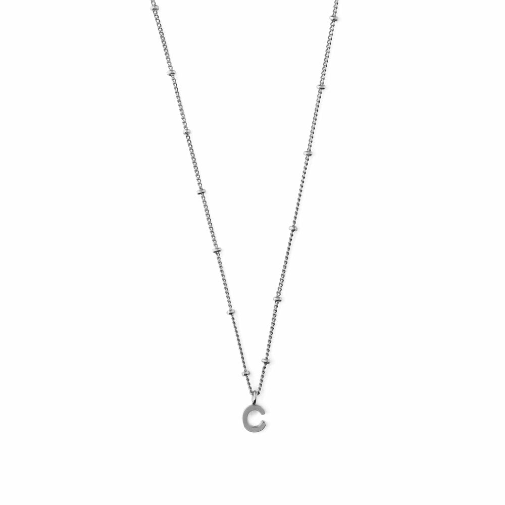 Short Necklaces C Satellite Chain Initial Necklace - Silver Orelia Jewellery