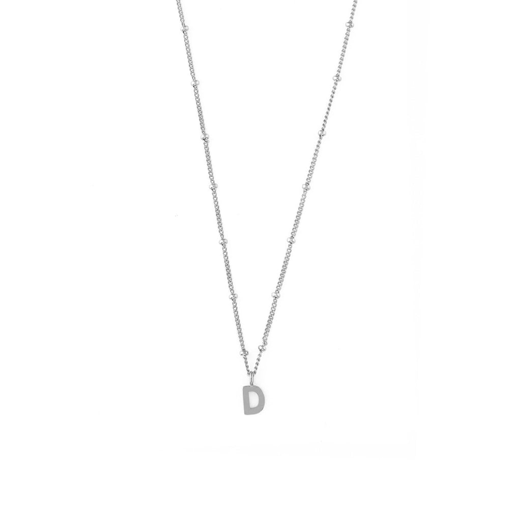Short Necklaces D Satellite Chain Initial Necklace - Silver Orelia Jewellery