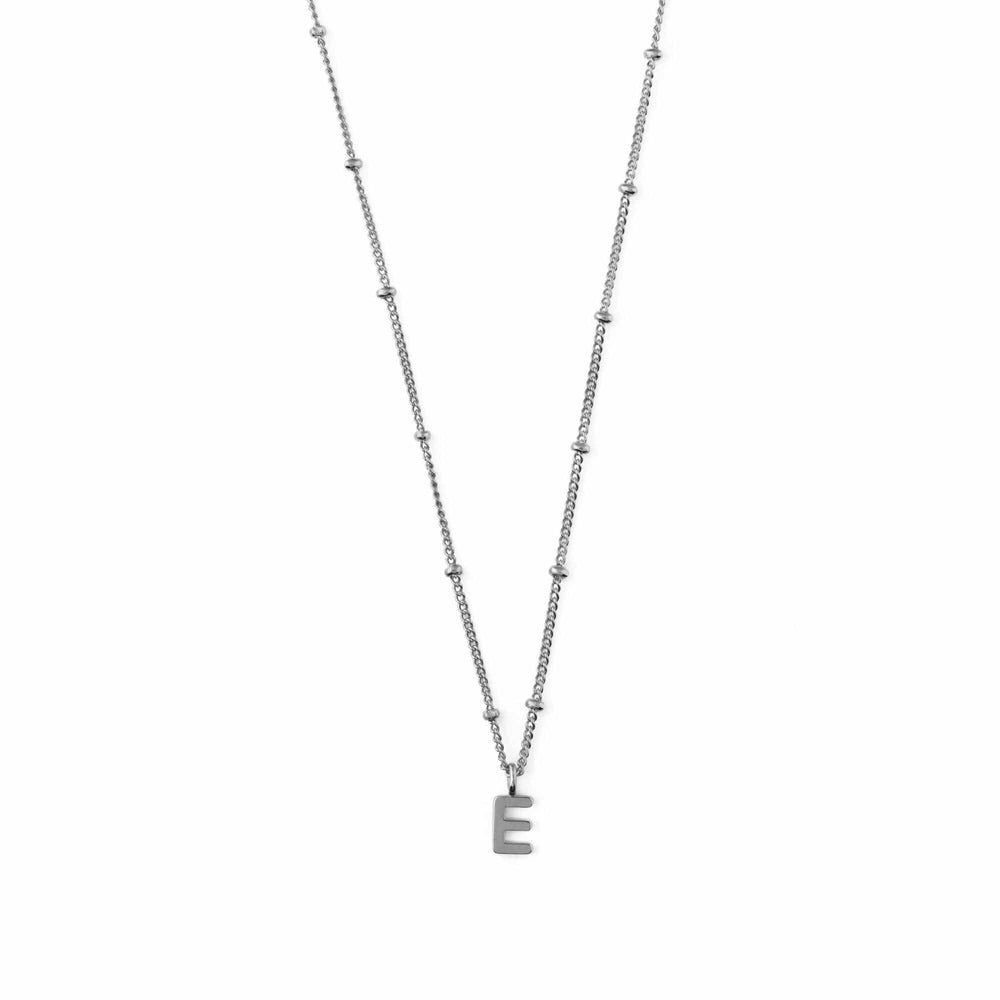 Short Necklaces E Satellite Chain Initial Necklace - Silver Orelia Jewellery