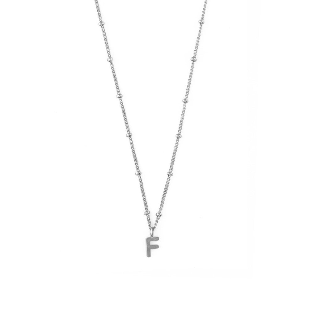 Short Necklaces F Satellite Chain Initial Necklace - Silver Orelia Jewellery