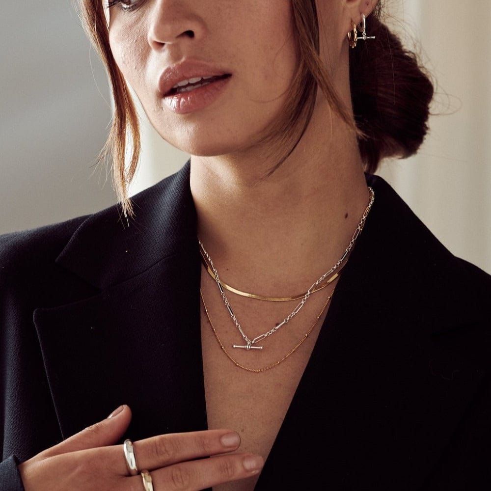 Short Necklaces Flat Snake Chain Necklace - Gold Orelia Jewellery