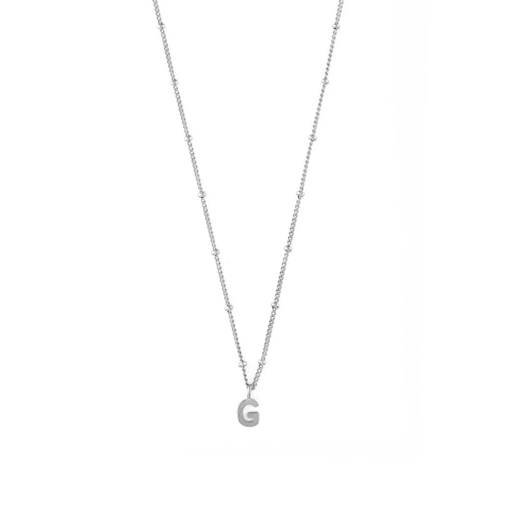 Short Necklaces G Satellite Chain Initial Necklace - Silver Orelia Jewellery