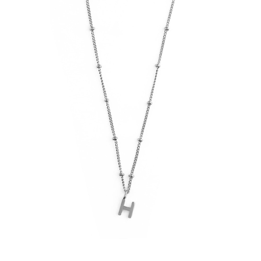 Short Necklaces H Satellite Chain Initial Necklace - Silver Orelia Jewellery